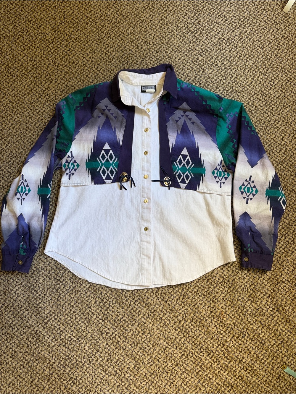 90s Vintage Roughrider Women’s Southwestern Button-Front Shirt